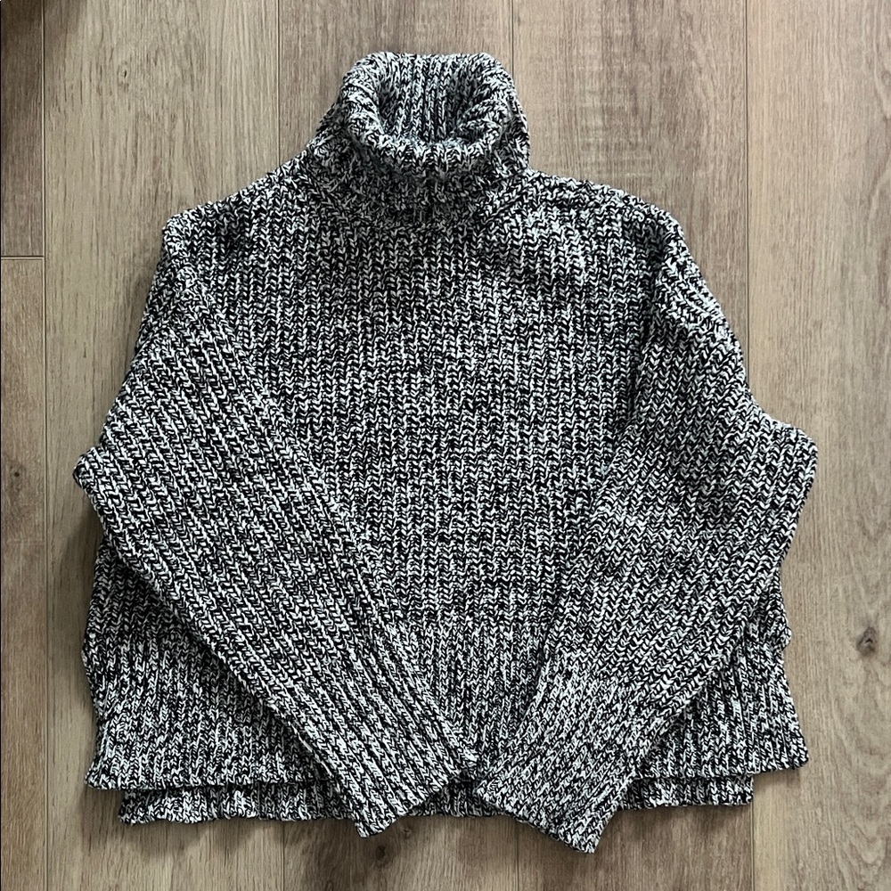 Madewell Black and White Cowl Neck Sweater